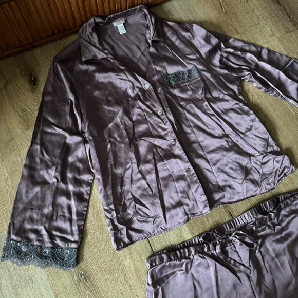 Julianna Rae Purple Silk Pajama Set Size XL - Picture 4 of 4